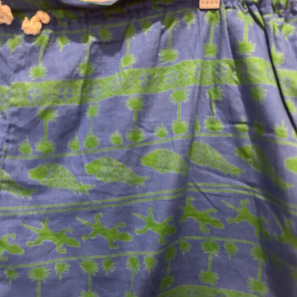 Java Wraps Green Blue Elastic Waist Shorts Pockets Men’s Size Medium Vintage - Picture 2 of 7